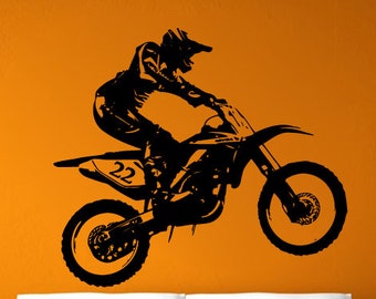 Dirt Bike Racing Biker Extreme Sport muur Sticker Vinyl muurschildering Decal Home huis appartement Art Decor gratis verzending L1996