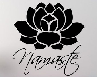 Namaste Lotus Flower Yoga Wall Decal Sticker Vinyl Mural Leaving Bedroom Room Home Decor FREE SHIPPING L312