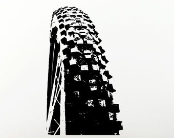 Bicycle Rider On A Mountain Bike Bicycle Sport Wheel Tire Tread Wall Decal Vinyl Sticker Mural Room Decor L1017