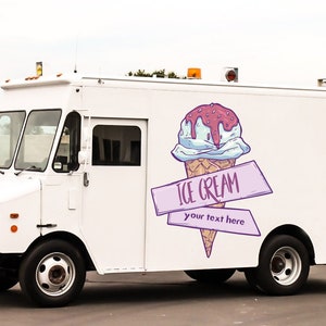 アイスクリームトラックステッカー、アイスクリームロゴデカール、車用デカール、企業向けカスタムプリントデカール、売店トレーラーデカール