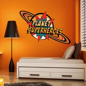 Superhero Planet Wall Decal, Superhero Planet Wall sticker, Superhero Planet wall decor