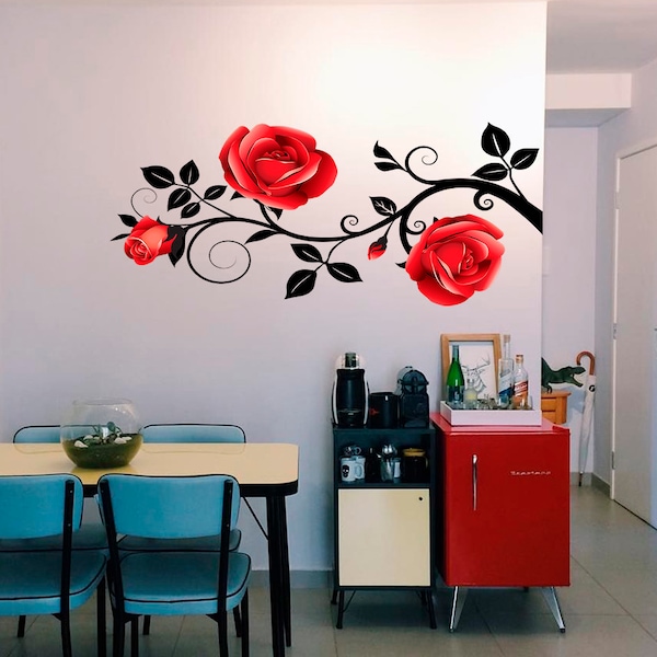 Rose Wall Decal Etsy