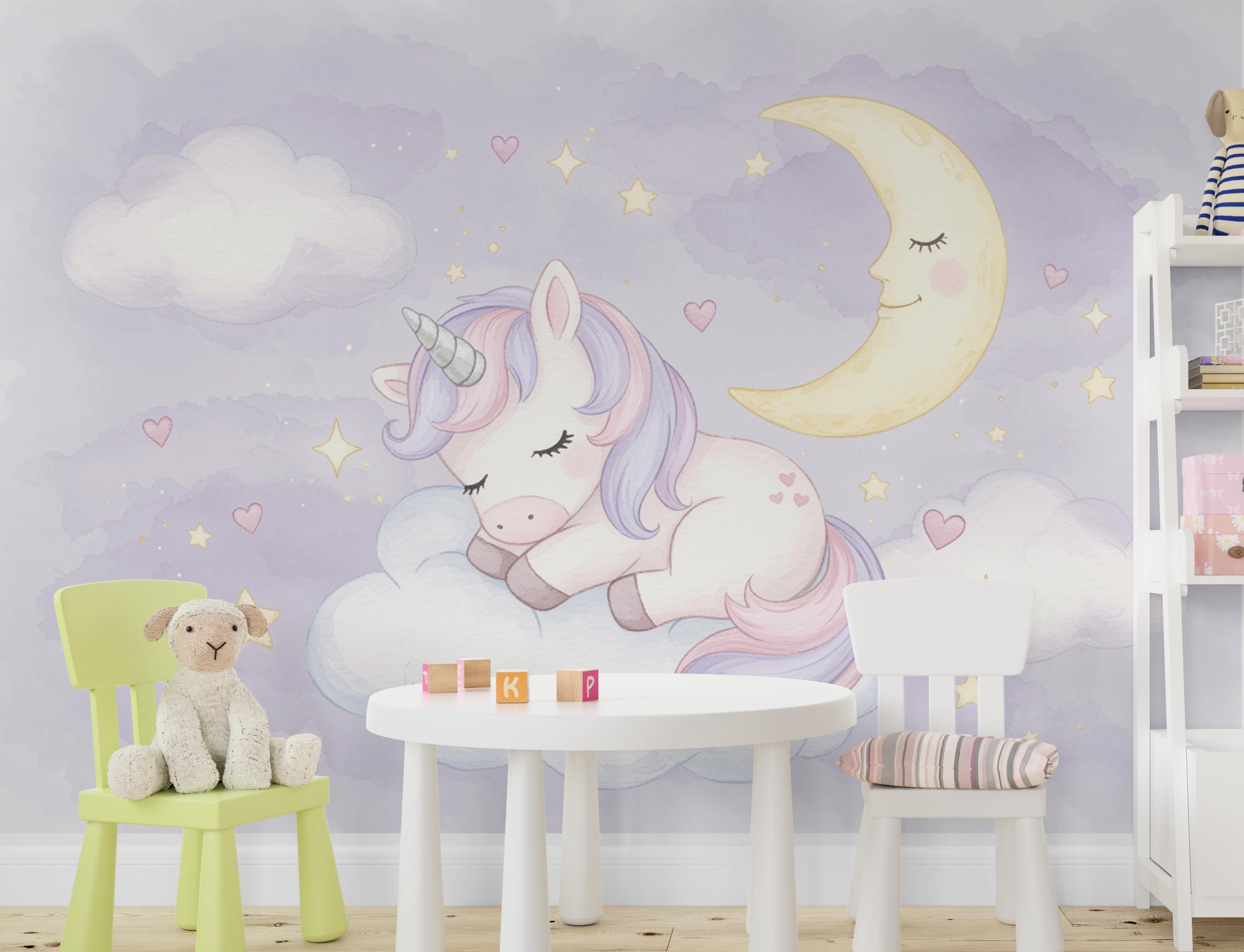 Unicorn Princess Room Wall Graphics Peel and Stick Girl Room Wallpaper ...