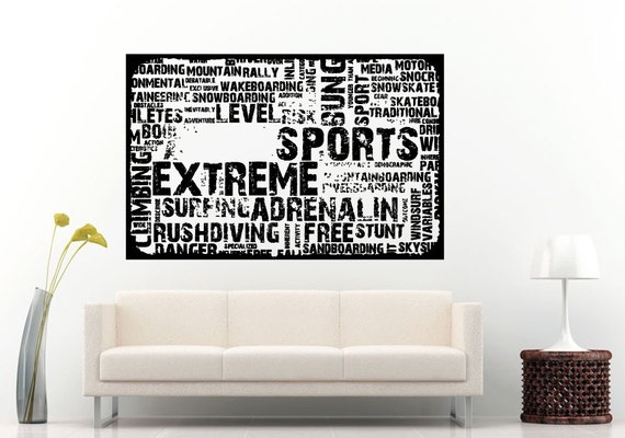 Sports Words Related Typography Wall Decal Vinyl Sticker Mural Room Decor L876