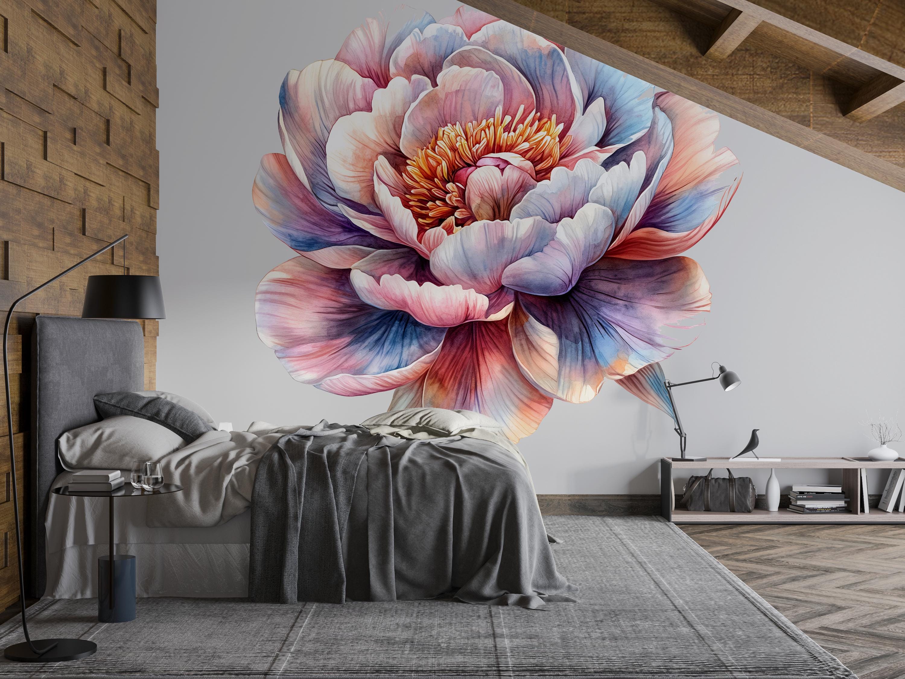 Large Floral Wall Decal for Bedroom • Oversized Peony Wall Sticker ...
