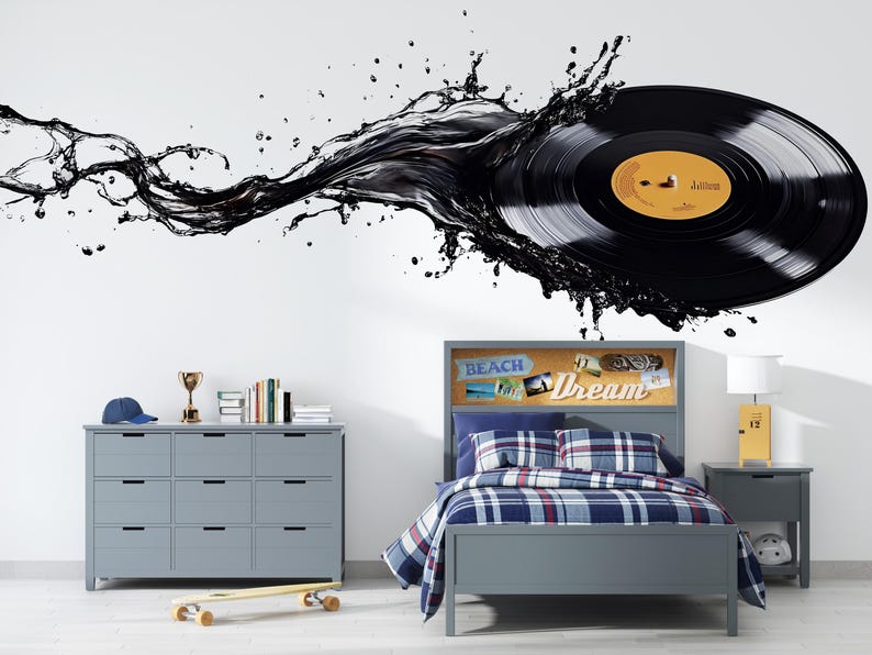 Vinyl Record Wall Decal Wallpaper Music Wall Sticker DJ Room Decor ...
