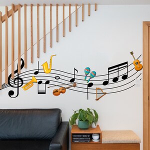 Music Wall Art Decal, Music Notes Instruments Wall Decor, Music Wall ...
