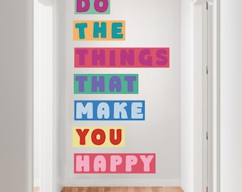 Happiness Quote Wall decal: Colorful Inspirational Wall Art 1270RS