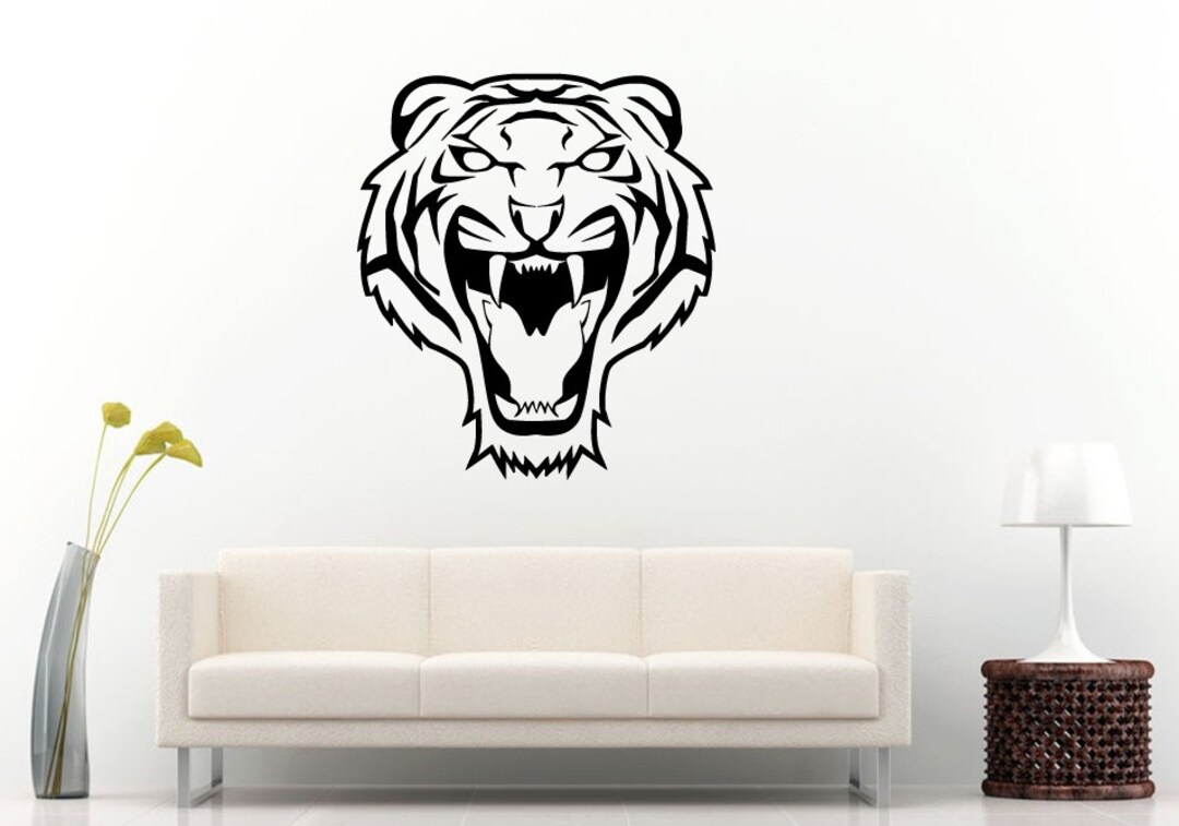 Tiger Head Beautiful Tribal Jungle Cat Predator Animal Wall Decal Vinyl ...