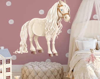 Calcomanía de caballo, Pony Girls Room Sticker, Kids Vinyl Wallpaper, Animal Wall Art, Regalo para un niño, Colt Wall Decoration, Stallion Home Décor