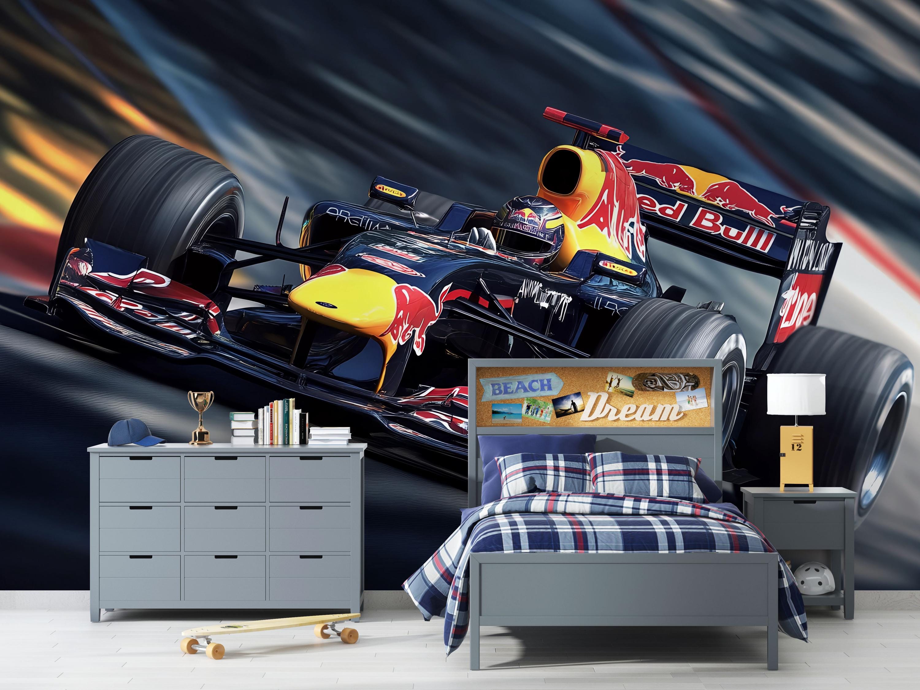 Formula 1 Racing Car 3D Wallpaper for Boys Bedroom | Sports Car Wall ...