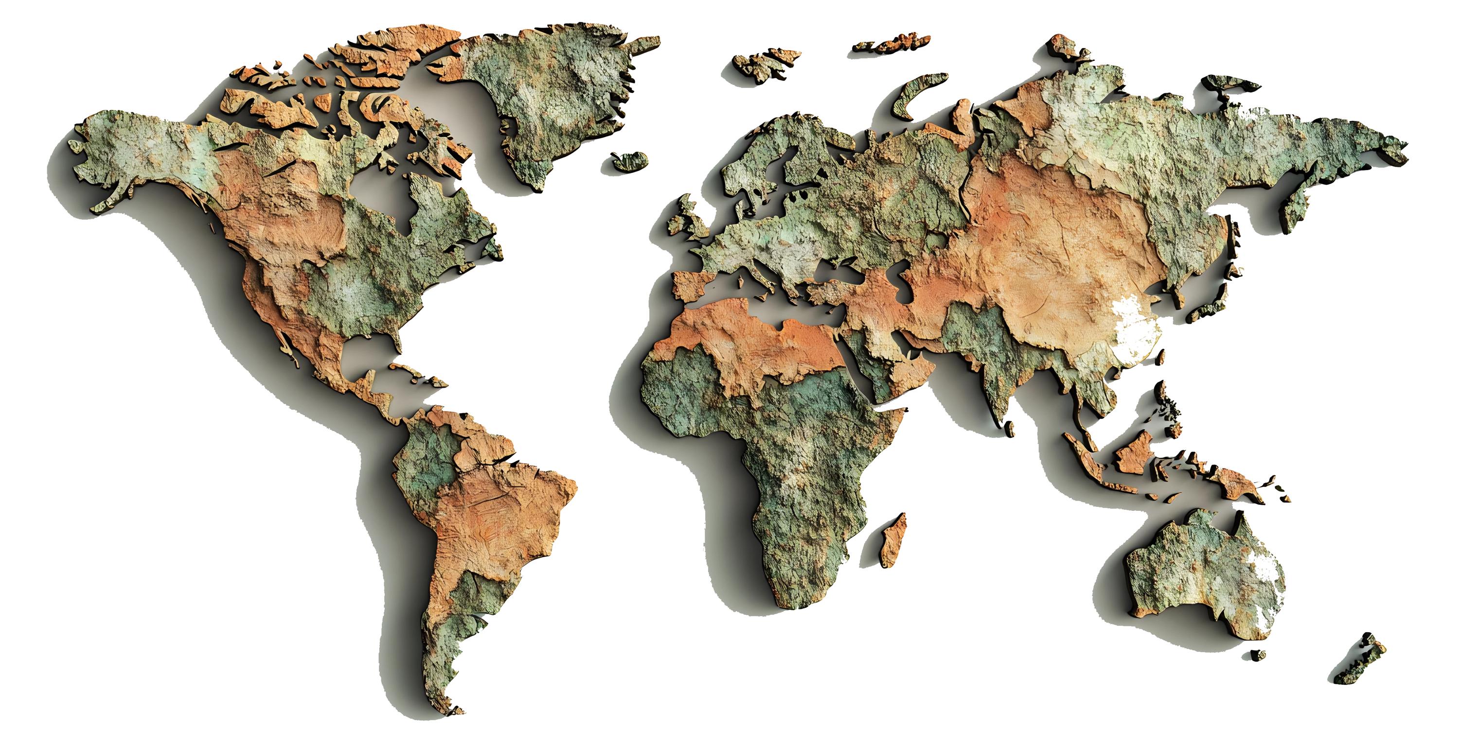 Textured World Map Wall Decal Sticker | Vintage Earth Map Wall Art ...