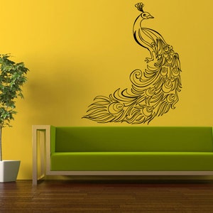 Wall Decal Vinyl Sticker Decals Peal And Stick Cheap Free Shipping Decor Art Beautiful Peacock Pretty Bird Amazing Feathers L418