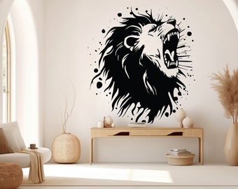 Decalcomania da muro con leone, Arte della parete con testa di leone, Decorazione della parete della stanza del leone Adesivo da parete della stanza del leone Decorazione della parete del leone Animali Adesivi Safari 150RS