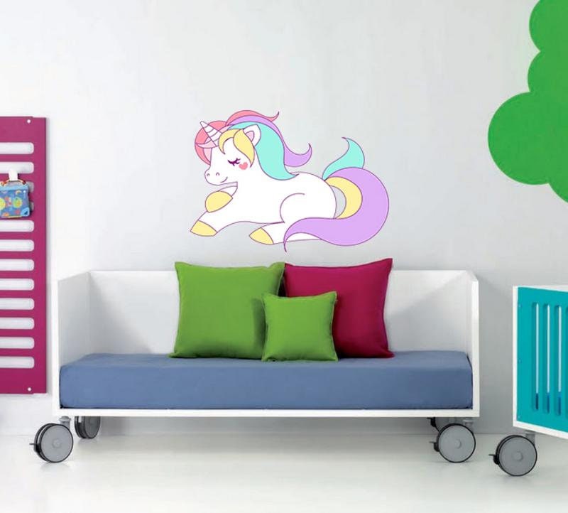 Rainbow Unicorn Wall Decal Rainbow Unicorn Wall Sticker Etsy