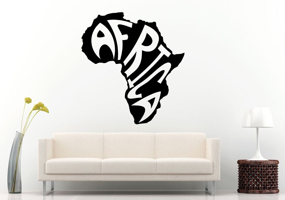 Africa Continent With Word Africa Inside Wall Decal Vinyl Sticker Mural Room Decor L643