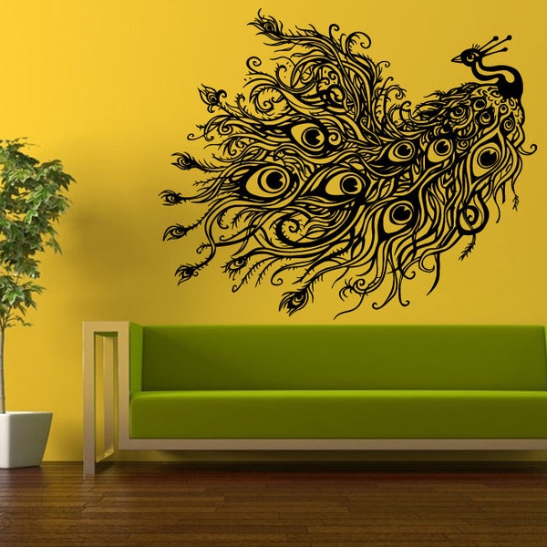 Peacock Wall Decal Etsy