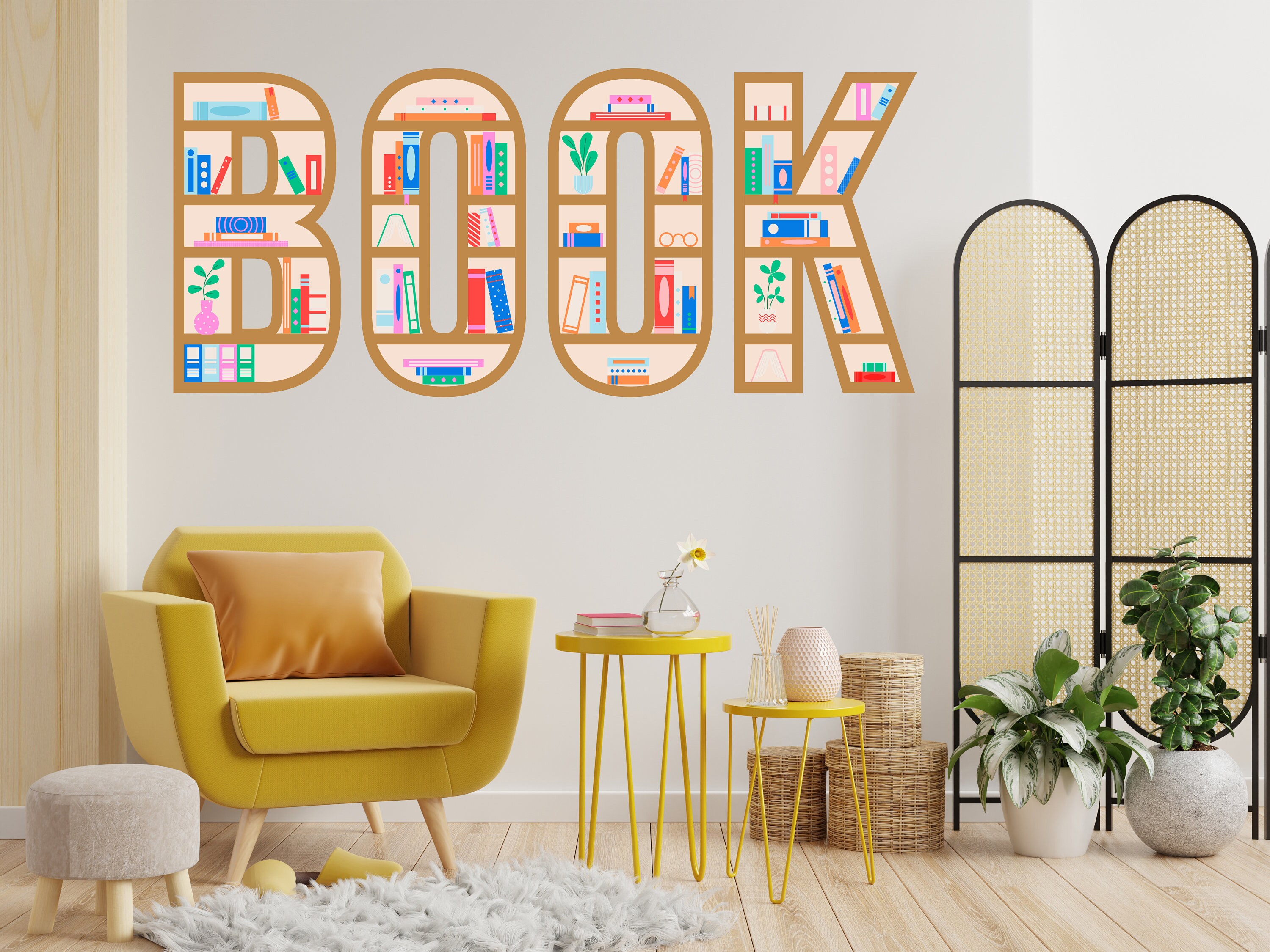 Library Vinyl Wall Art Decals, Books Wall Decor, Book Shelves, Library ...