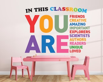 Back To School Classroom Wall Decal, Classroom Wall Decor Vinyl, Kindergarten wall vinyl decor, Educational Wall Art, Playroom decor 1207RS