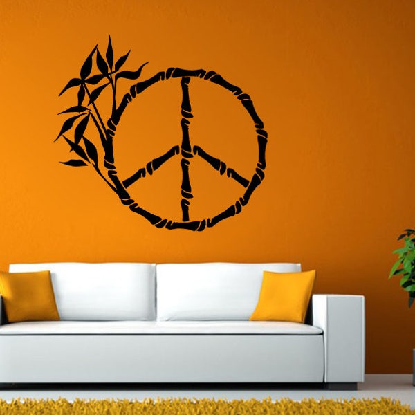 Bambus-Peace-Zeichen-chinesische Baum Zimmer Wand Aufkleber Aufkleber Vinyl Wandbild Dekor Art L2451