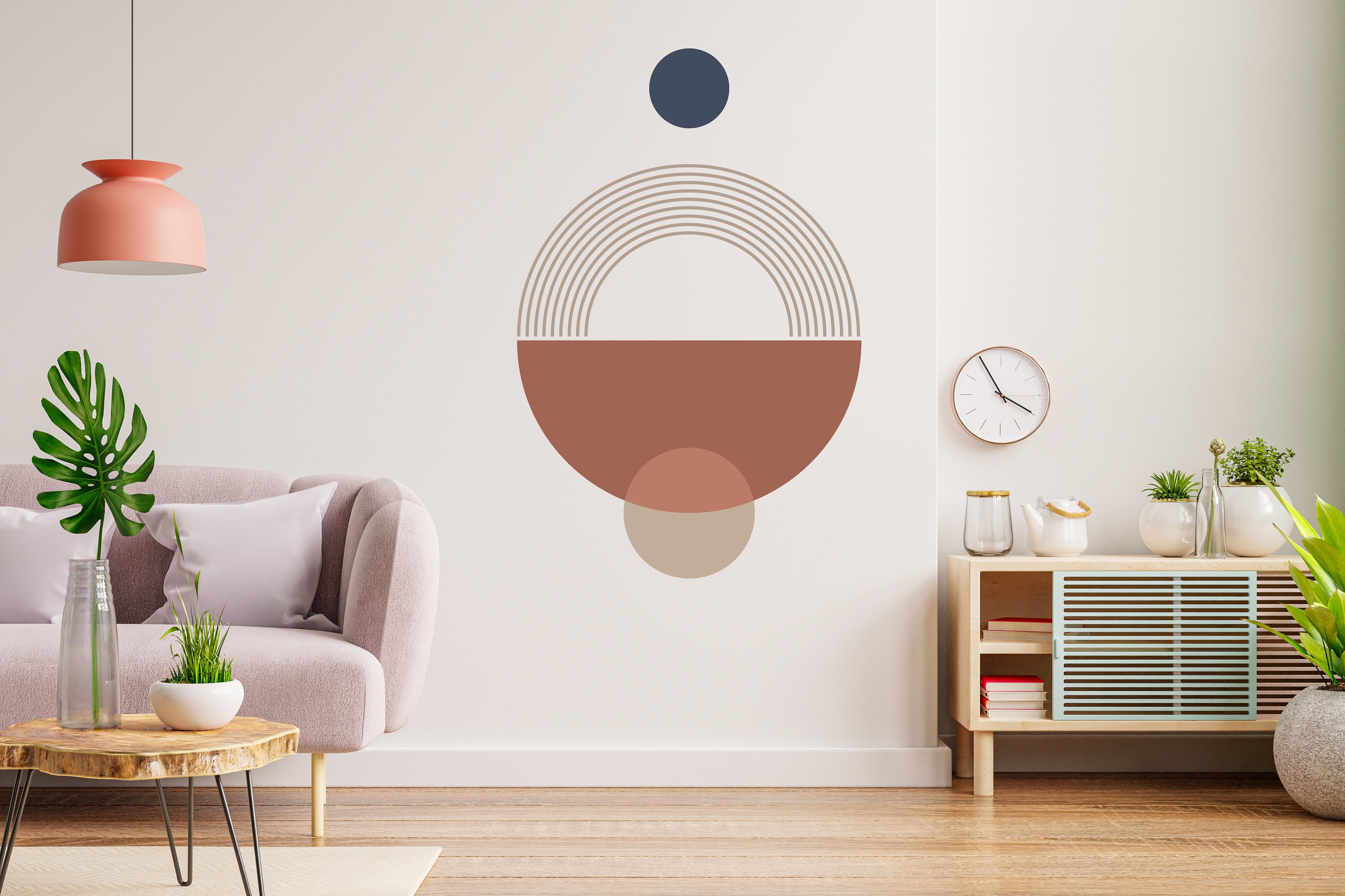 Mid Century Modern Wall Art Contemporary Boho Wall Decal, Hedboard Wall ...