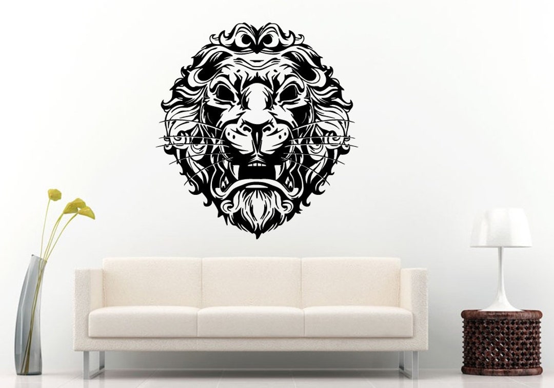 Lion Leo Head Beautiful Mane Tribal African Cat Predator Animal Wall ...