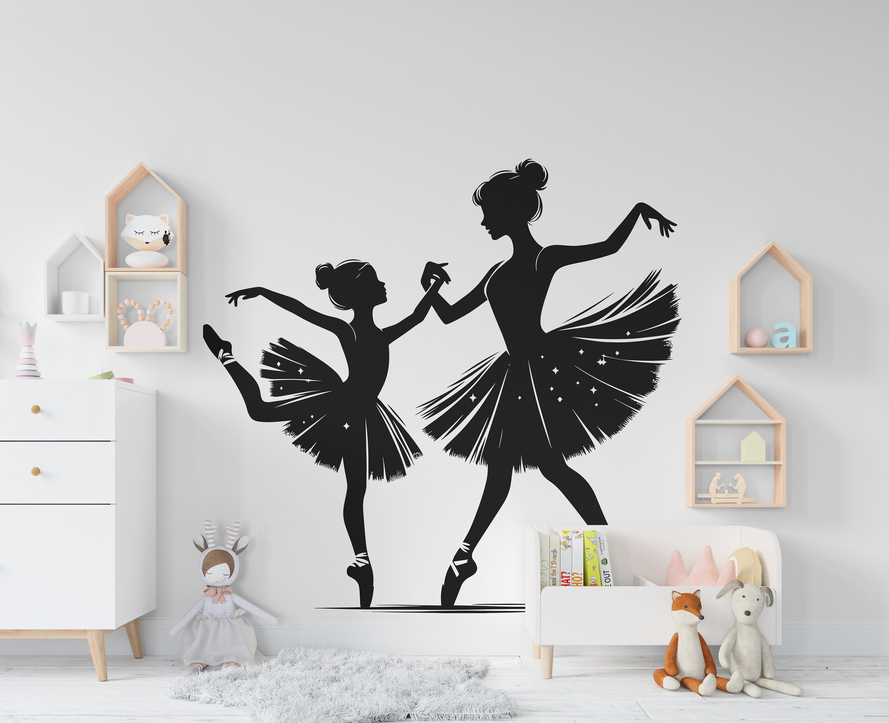 SUPERDANT Adesivi Murali Ballerina Balletto, 8 Stili, Con Farfalle, Rosa E Viola, Per Camera Ragazze