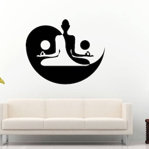 Yin Yang Balance Buddha Lotus Flower Mandala Henna Mehndi Namaste Om Meditation Wall Sticker Decal Vinyl Mural Decor Art L2216