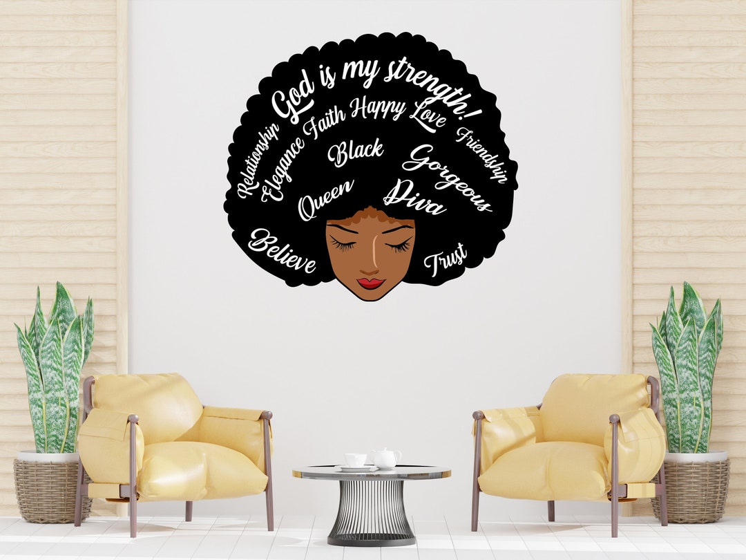Afro Queen Afro Black Wall Decals Melanin Afro Beauty Woman African ...