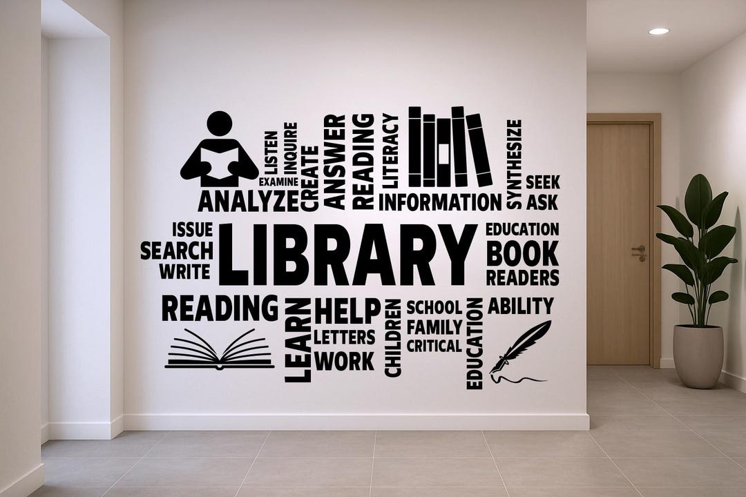 Library Vinyl Wall Art Decals, School Wall Decor, Library Wall Decal ...
