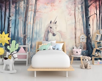 Unicorn Wall Graphics Peel and Stick Girl room Wallpaper Nursery Self Adhesive Removable nursery wall decor Mural 491RS