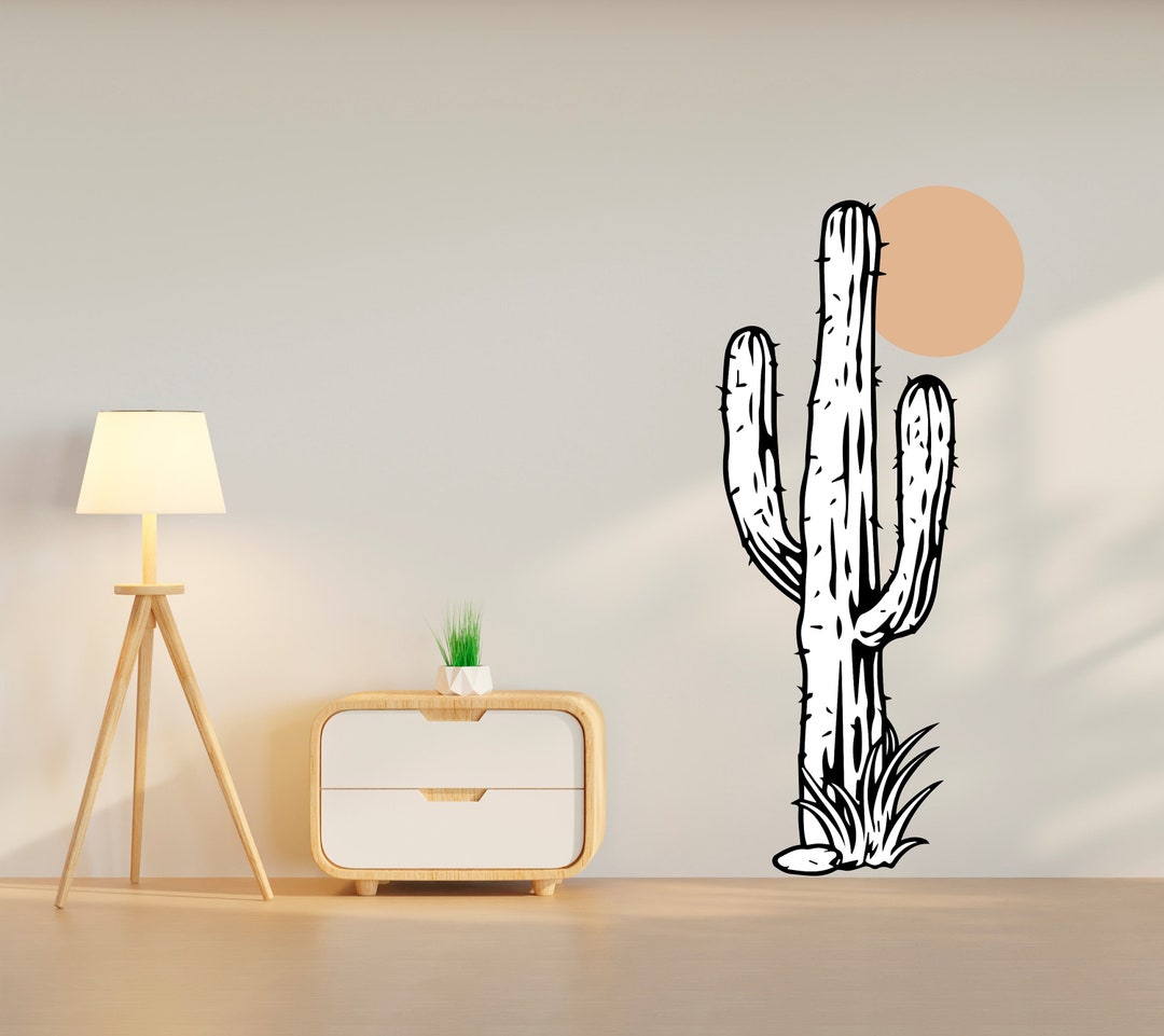 Cactus Wall Decal, Desert Wall Vinyl Sticker Decal, Cactus Desert Wall ...