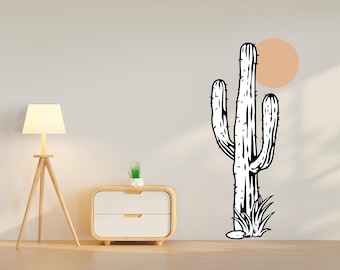 Kaktus Wandtattoo, Wüste Wand Vinyl Aufkleber, Kaktus Wüste Wanddekoration, Wanddekor 025RS
