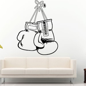Boxing Sport Gloves Hanging On A Nail Martial Arts Fighting Wall Decal Vinyl Sticker Mural Room Decor L619