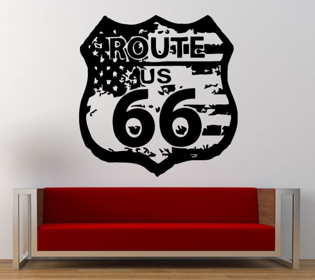 Route 66 Road Sign United States Flag Vintage Wall Graphic Decal ...