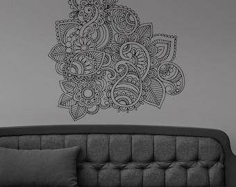 Henna Mehndi Paisley Doodle Wall Sticker Vinyl Mural Decal Home House Art Decor FREE SHIPPING L167