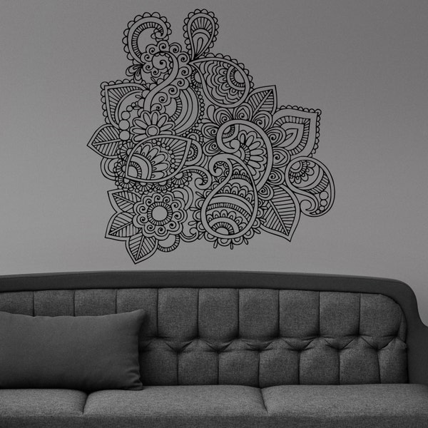 Henna Mehndi Paisley Doodle Wall Sticker Vinyl Mural Decal Home House Art Decor FREE SHIPPING L167