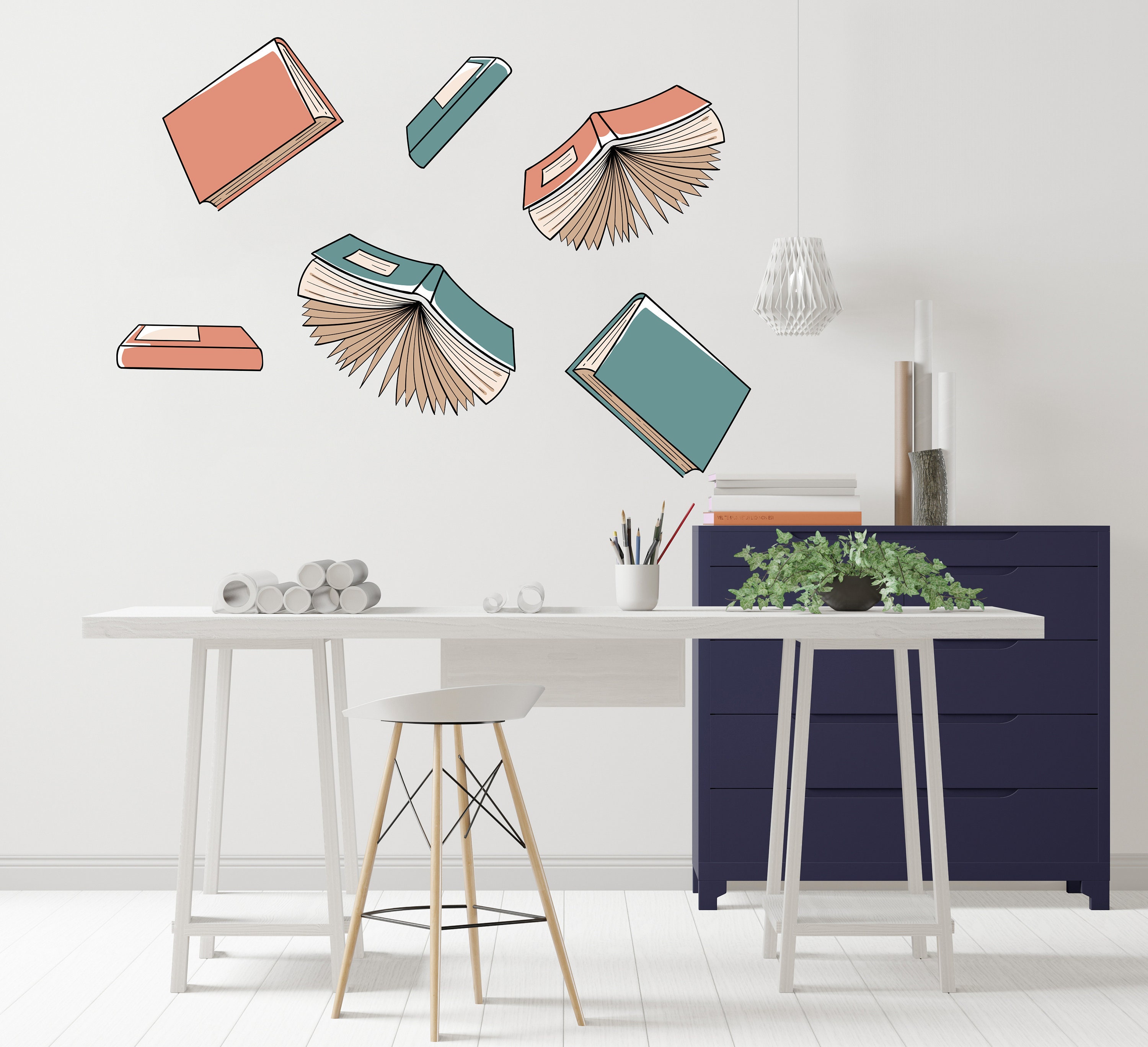 Library Vinyl Wall Art Decals, Books Wall Decor, Library Wall Decal ...