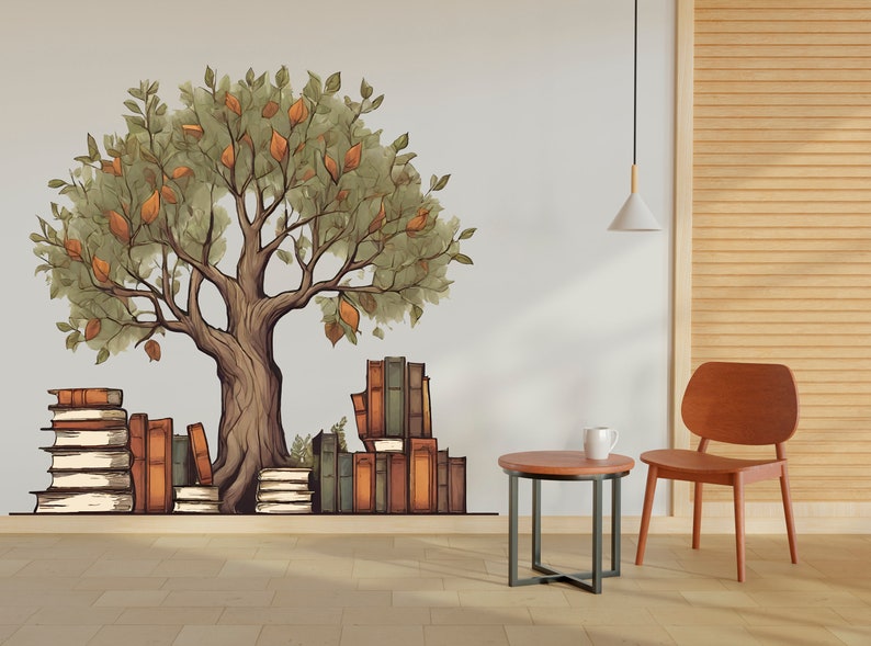 Library Tree Wall Art Decal, Library Wall Decal, Education Decals, Kids ...