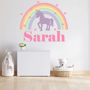 Personalized Girls Name Wall Decal, Unicorn Wall Decals, Rainbow ...