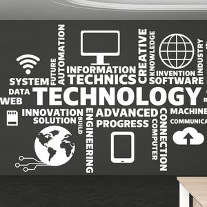 Technology Vinyl Wall Art Decal, Circuit Board Wall Decal, Office Wall Decor, Business Software Wall Sticker, Computer It Decor Office 388RS