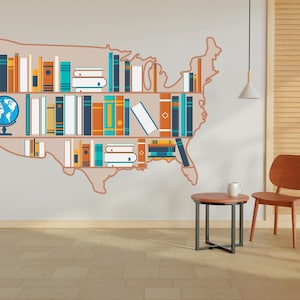 Bibliothek Wandbild, Stadtplan, Bücher, Kinderzimmer, Kinderzimmer, Schule, Kinder 421RS