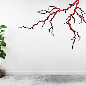Thunder Bolt Wall mural decals decor, Lightning strike wall decal, Lightning bolt wall decal sticker, Nature storm wall vinyl decal 672RS