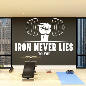 Gym Wandtattoos Fitness Wall Art Decor Crossfit Wandtattoo Crossfit Geschenke Home Gym Wandaufkleber Motivations Zitat Eisen Wandtattoo 040LU