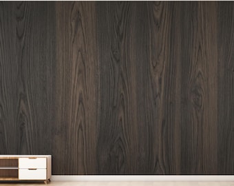 Dark Hardwood Wallpaper, Espresso Brown Wood Grain Wallpaper, Luxury Wood Veneer Wall Mural, Rich Chocolate Brown Wood Texture 1289RS
