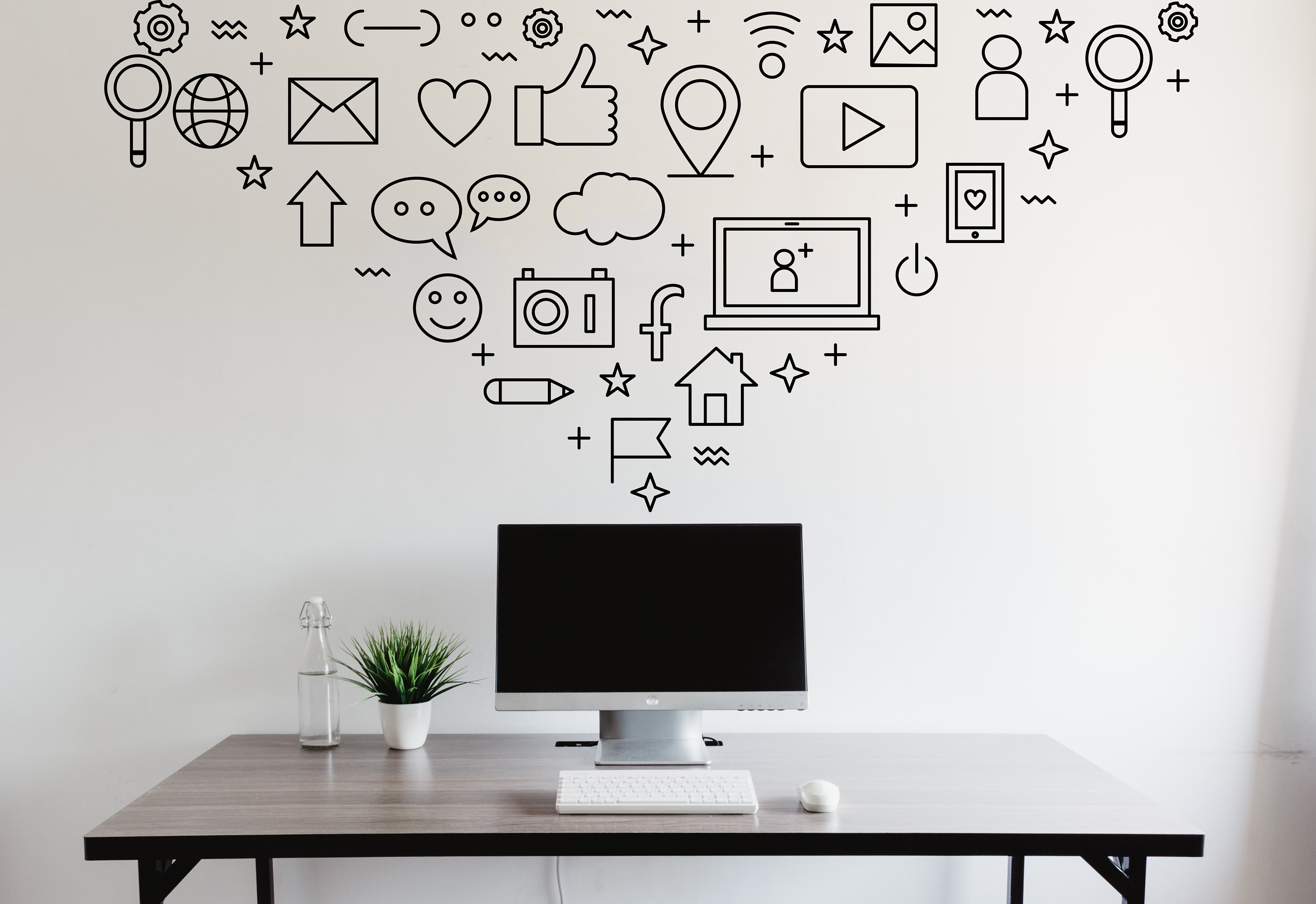 Social Media Wall Art Decal, Digital Media Office Wall Decor ...
