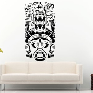 Aztec Totem Ancient Warrior Gods Masks Historical Wall Decal Vinyl Sticker Mural Room Decor L1307