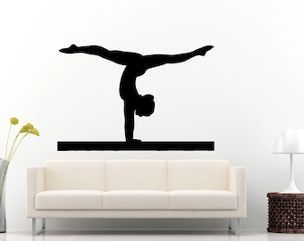 Aerobics Rhythmic Gymnastics Gymnast Girls Females Silhouette Wall Decal Vinyl Sticker Mural Room Decor L789