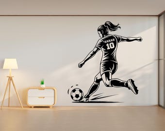 Soccer Girl wall decal Sport Personalized decal Wall Decal Kids Decal Personalized Gifts wall Vinyl Wall Sticker Boy Room 835RS