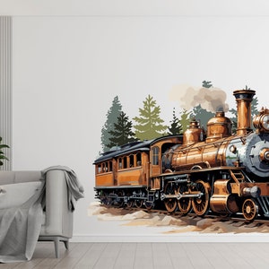 Train Wall Decal Train Wall Sticker Train Art Train Wall Vinyl Wall Decal Train Room Gifts Vinyl Wall Art Stickers 121RS image 3